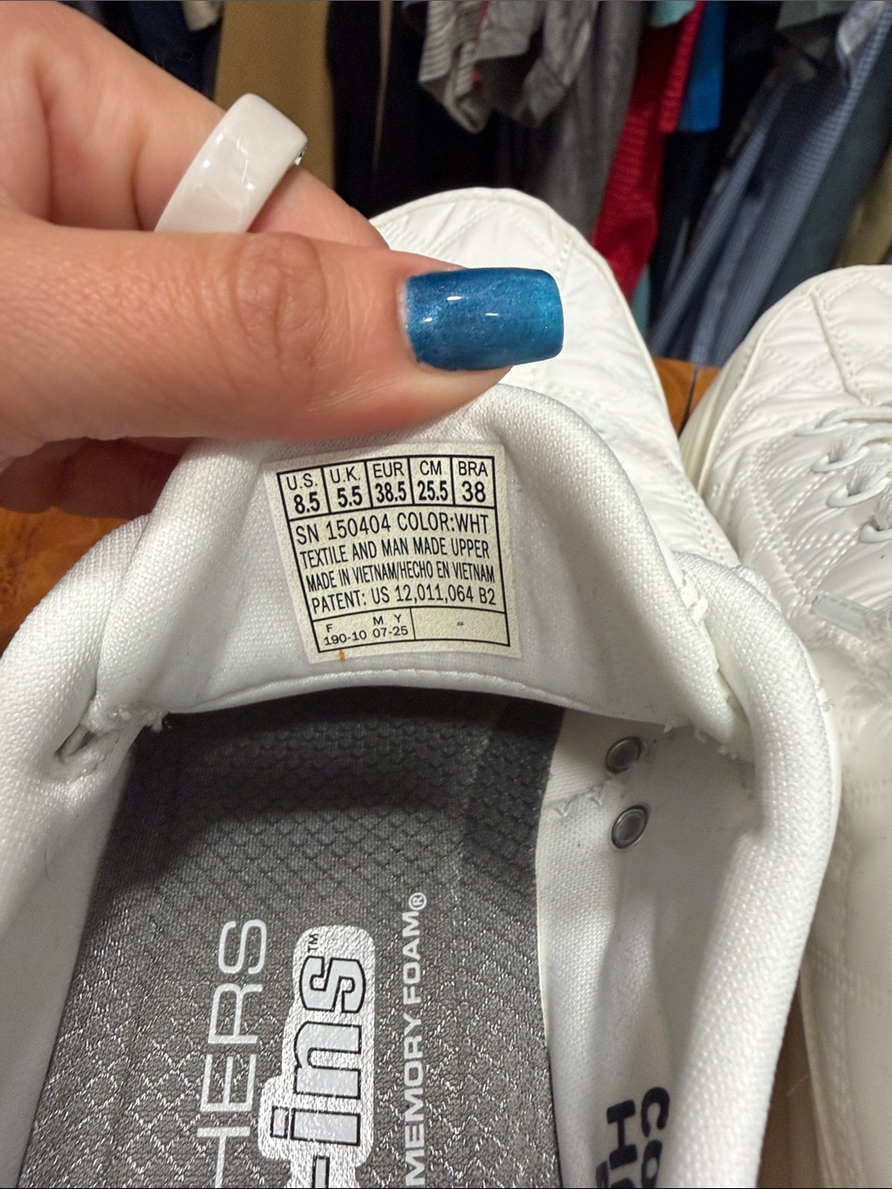 Skechers White Quilted Slip on Sneakers - Picture 6 of 7